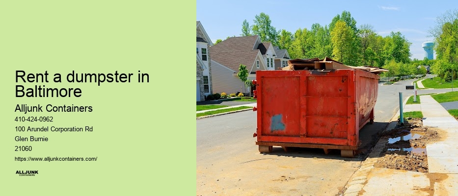 Baltimore dumpster rental prices